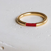 Load image into Gallery viewer, HADAS SHAHAM CONTEMPORARY JEWELRY Red Thread Stacking Ring - Gold Plated
