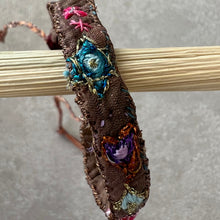 Load image into Gallery viewer, ANTOMOON Silk Embroidered Bracelet Medium - DUXSTYLE- The Earth Collection- Brown- Close Up
