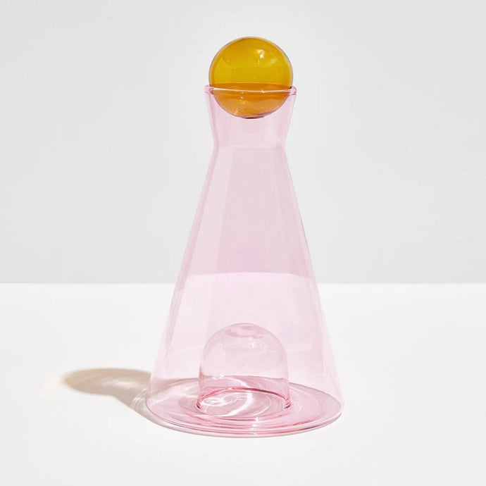 FAZEEK Vice Versa Carafe-Pink and Amber-Glass Carafe-Fazeek-Barware, Birthday Gift, Carafe, Fazeek Glass, Gifts, Gifts for Her, Gifts for the Host, Glass Carafe, Glass Serveware, Holiday Gifts, Hostess Gifts, Tabletop-DUXSTYLE