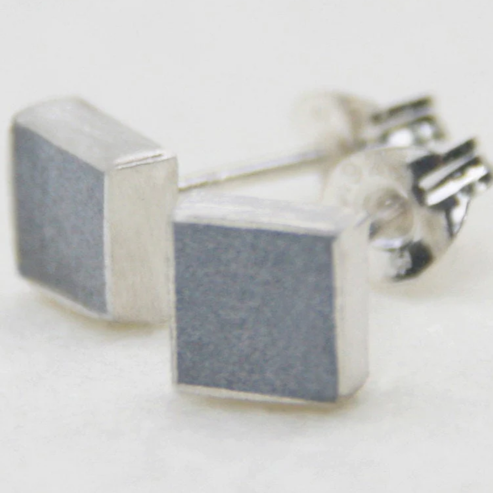 HADAS SHAHAM CONTEMPORARY JEWELRY Tiny Square Concrete Stud Earrings