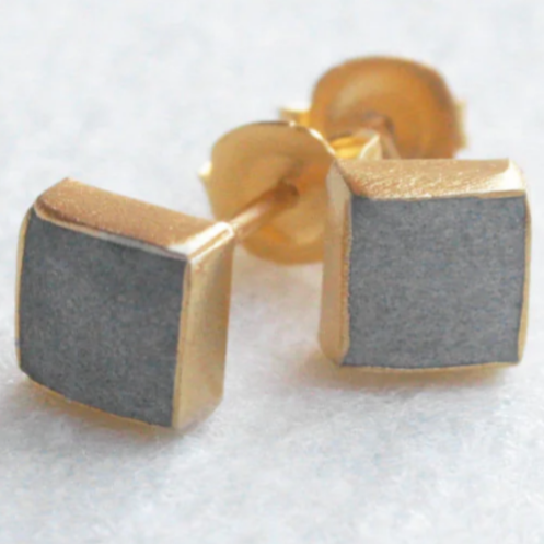 HADAS SHAHAM CONTEMPORARY JEWELRY Tiny Square Concrete Stud Earrings