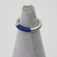 Load image into Gallery viewer, HADAS SHAHAM CONTEMPORARY JEWELRY Blue Thread Stacking Ring- Silver
