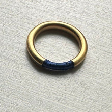 Load image into Gallery viewer, HADAS SHAHAM CONTEMPORARY JEWELRY Blue Thread Stacking Ring- Gold Plated
