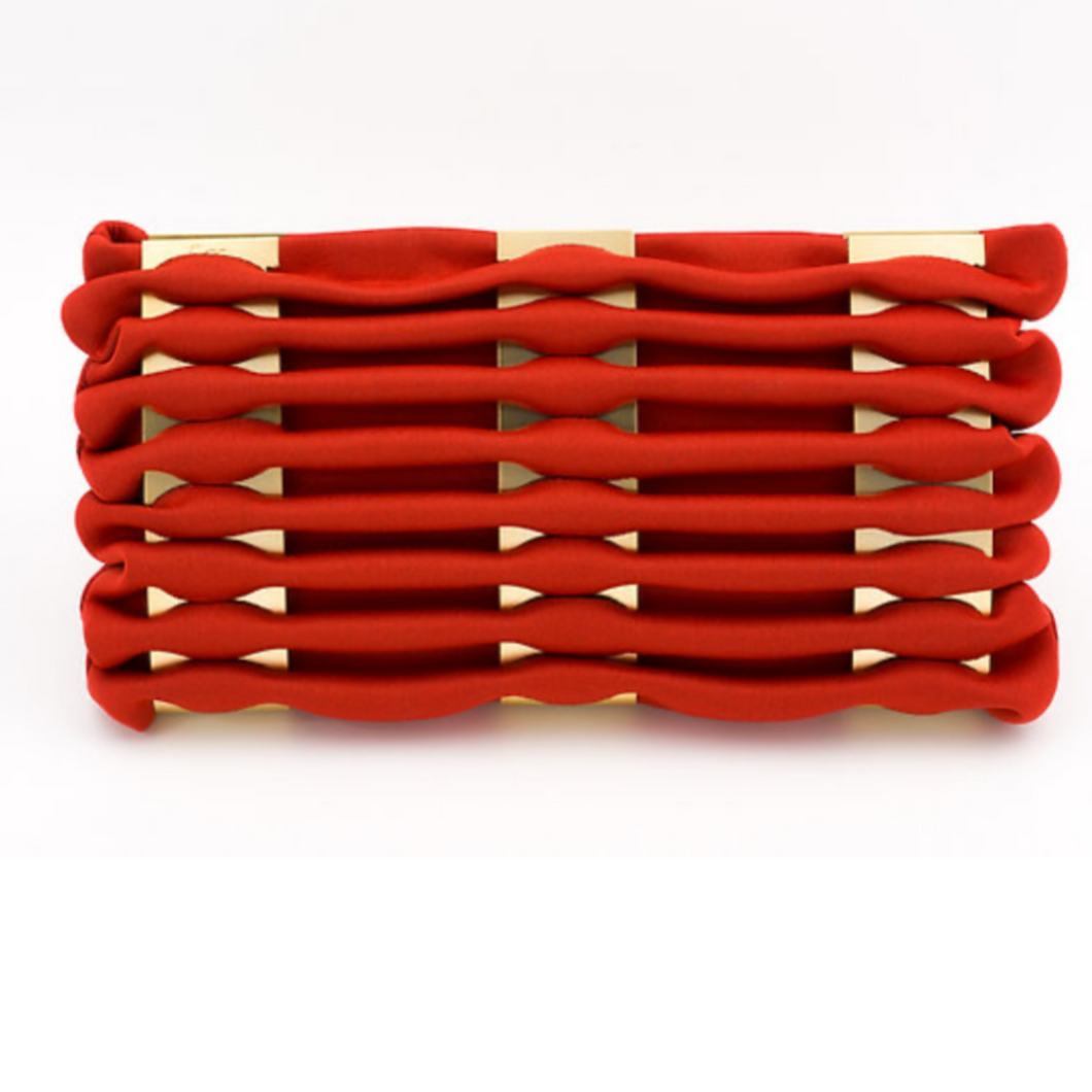 Orna Design Wavy Clutch- Red and gold- DUXSTYLE