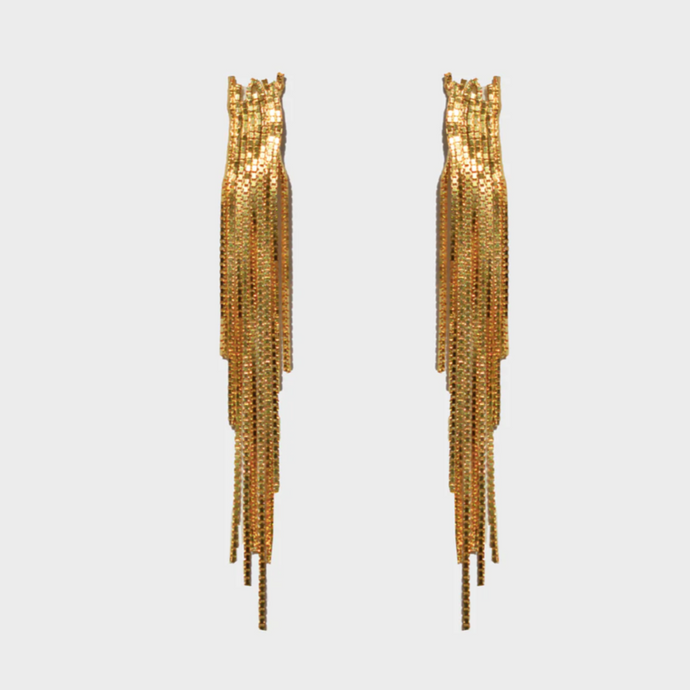 Reggie Studio Chain Waterfall Earrings- 14K Gold Plated-  DUXSTYLE