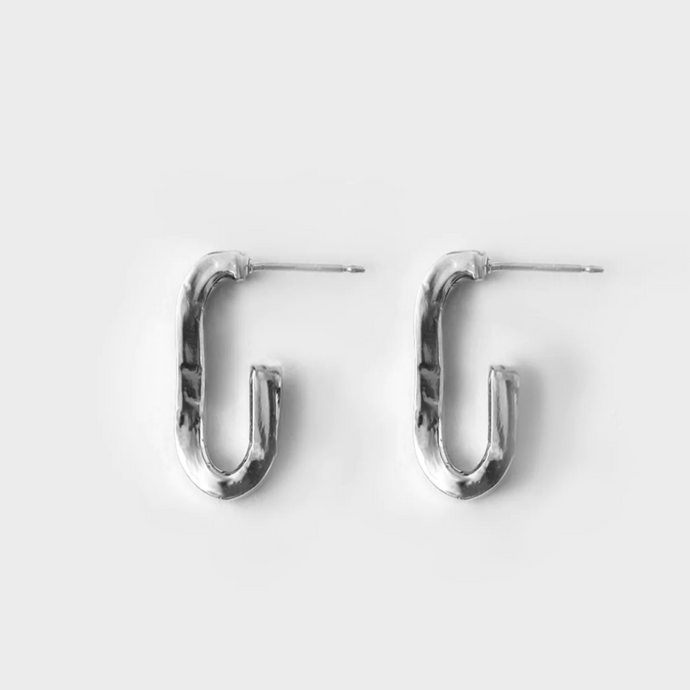 Reggie Studio- Silver Oval Hoop Earrings- DUXSTYLE