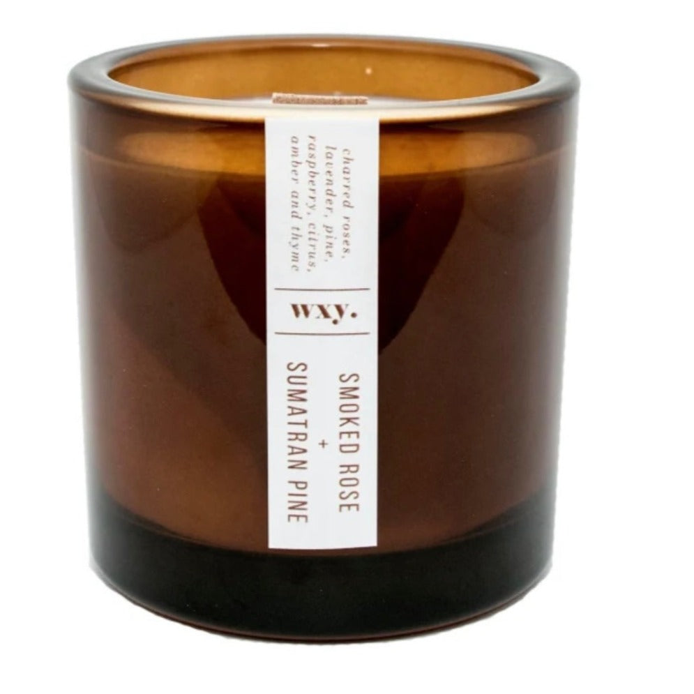WXY. Big Amber Candle- Smoked Rose & Sumatran Pine-Candles-WXY.-Candle, Candle Holder, Candles, Decorative Candles, First apartment gift, Gifts, Gifts for Under 100, Hostess Gifts, Just because gift, WXY. Candles-DUXSTYLE