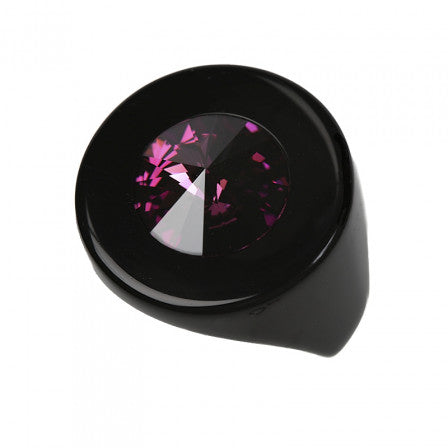 Miravidi Bijoux Bay Acrylic Ring BLACK with AMETHYST STONE - DUXSTYLE