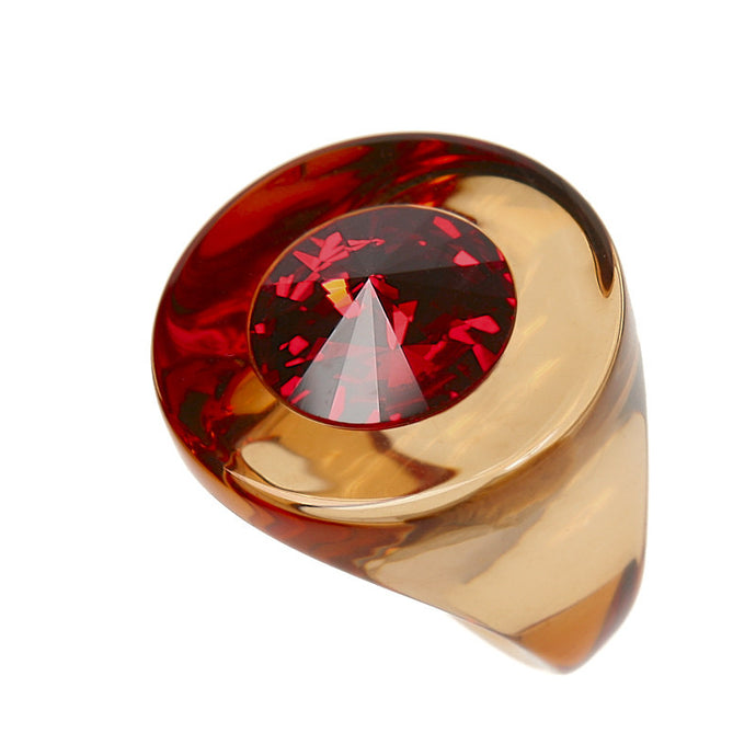 Miravidi Bijoux Bay Acrylic Ring ORANGE with RED STONE - DUXSTYLE