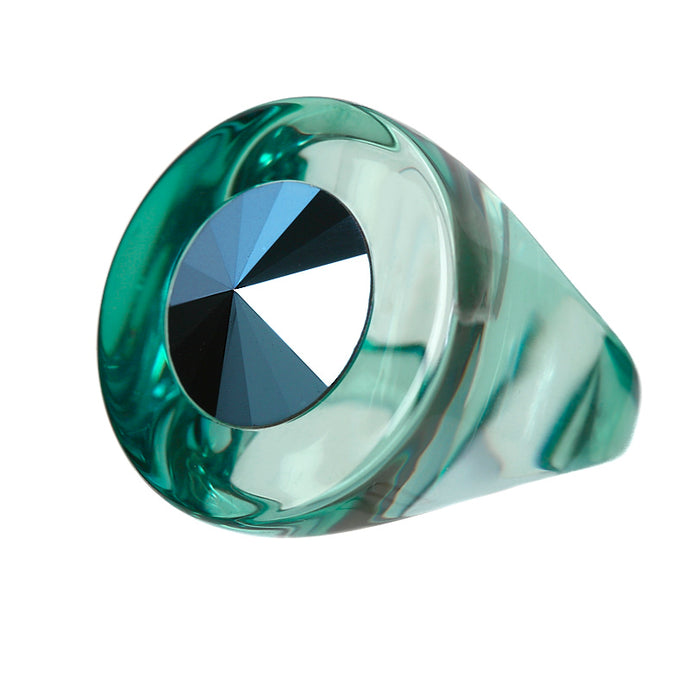 Miravidi Bijoux Bay Acrylic Ring GREEN with BLUE STONE - DUXSTYLE