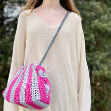 Load image into Gallery viewer, MARIA LA ROSA Mini Game Crochet Crossbody Bag FUCHSIA &amp; GREY - DUXSTYLE

