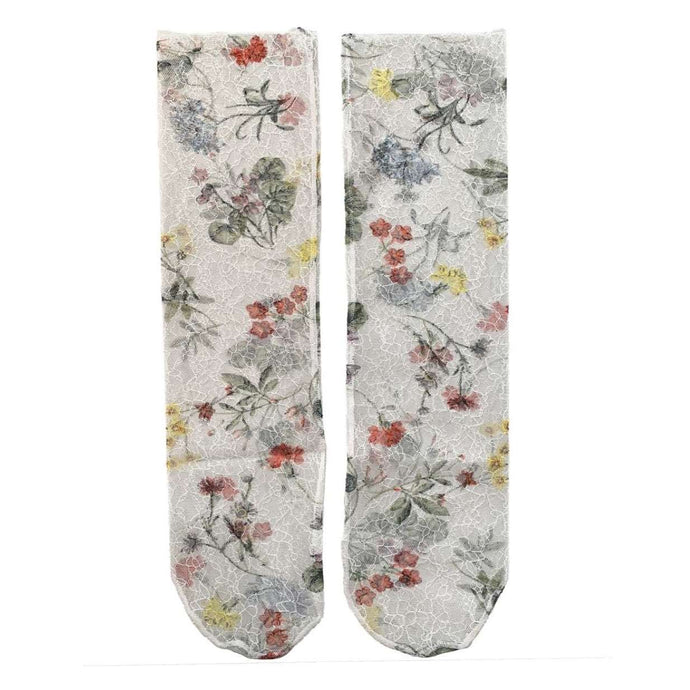 FAKUI Lace & Flower Tulle Socks - DUXSTYLE