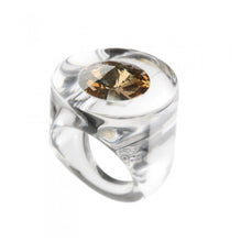 Load image into Gallery viewer, Miravidi Bijoux Bay Acrylic Ring CLEAR with GOLD STONE - DUXSTYLE
