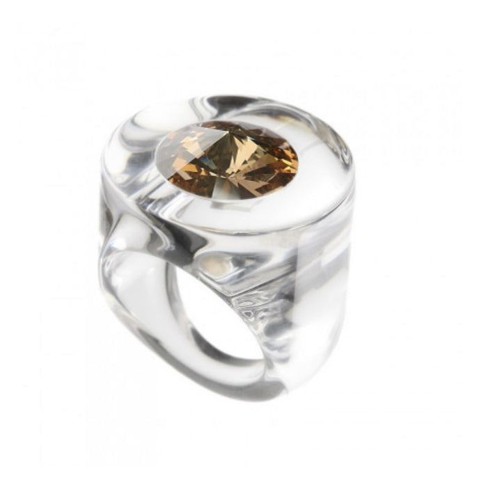 Miravidi Bijoux Bay Acrylic Ring CLEAR with GOLD STONE - DUXSTYLE